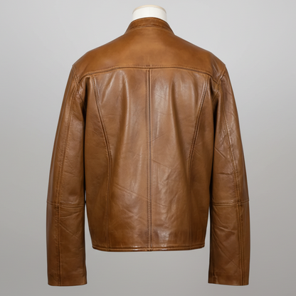BOL Men's Snap Collar Lamb Leather Jacket