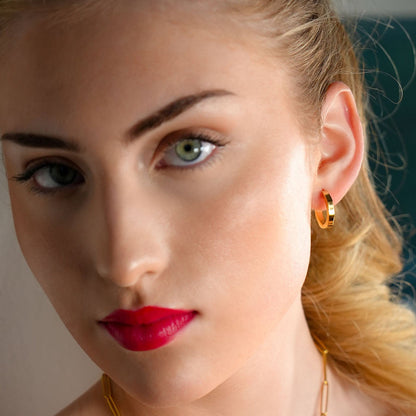 Boucles d'oreilles créoles géométriques contemporaines CALAU Gold