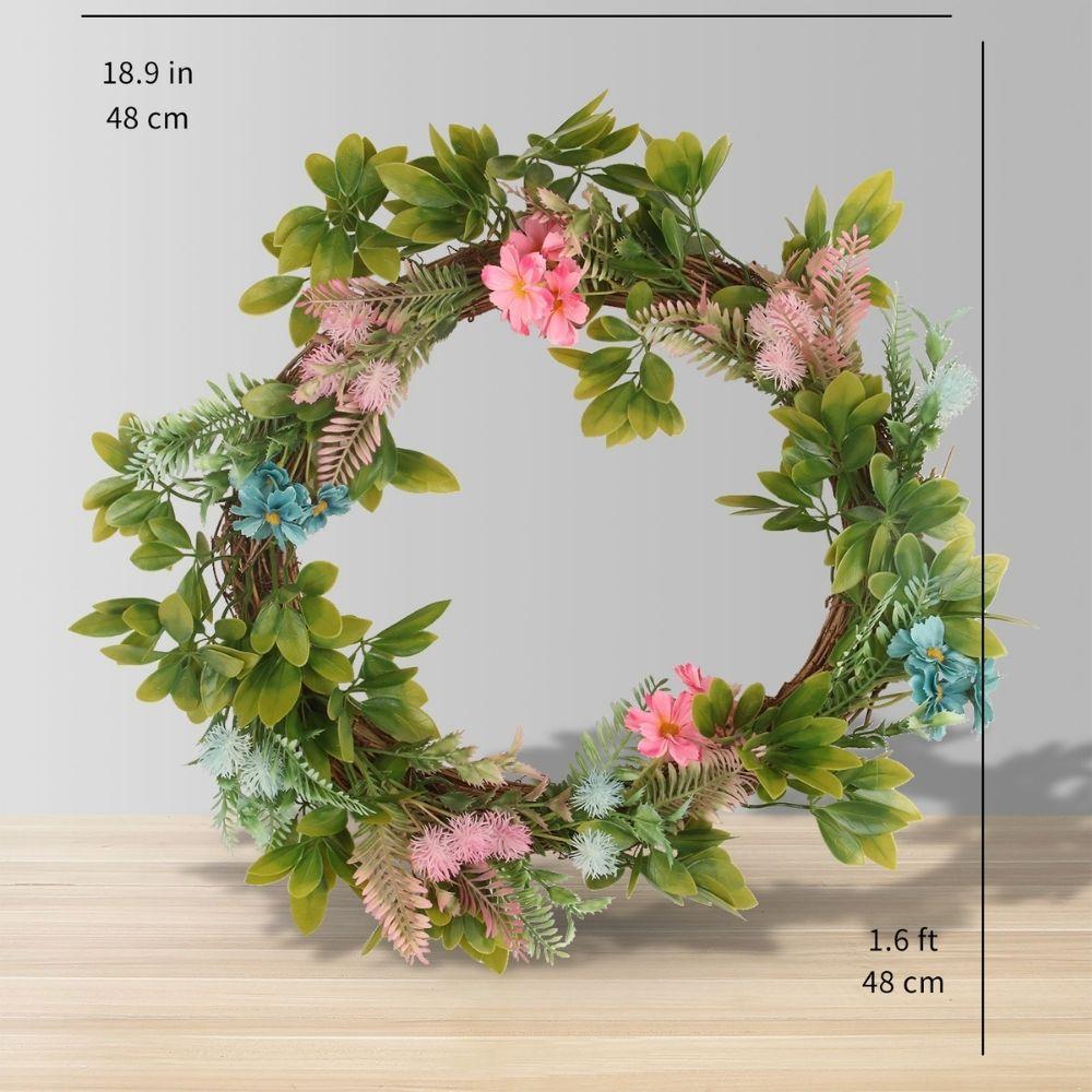 Couronne florale artificielle pastel 48 cm