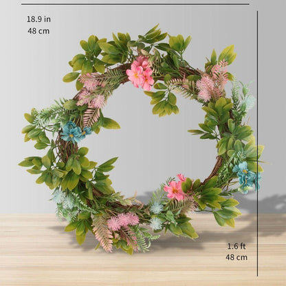 Couronne florale artificielle pastel 48 cm