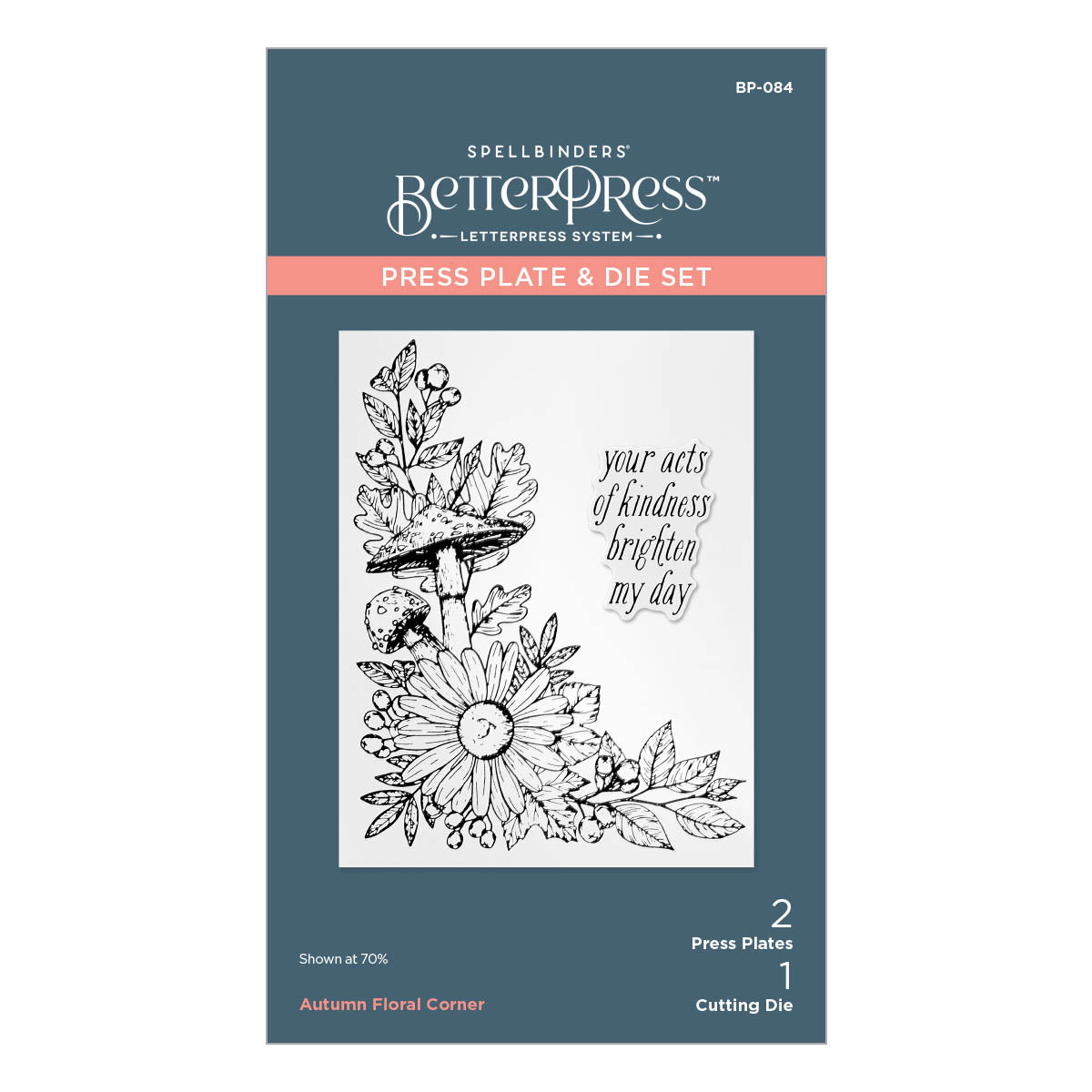 Plaque de presse et matrices « Autumn Floral Corner » de la collection BetterPress Autumn