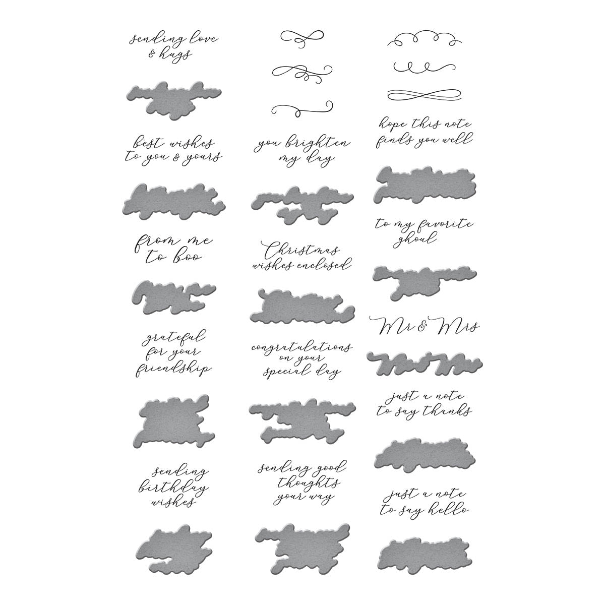 Plaque d'embossage et découpes Sentiments of Wonder de la collection Envelope of Wonder