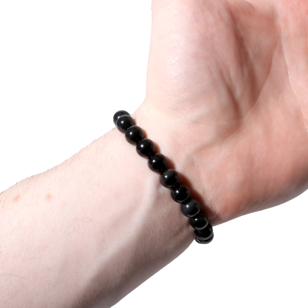 Silver Sheen Obsidian Round Bracelet - 8mm