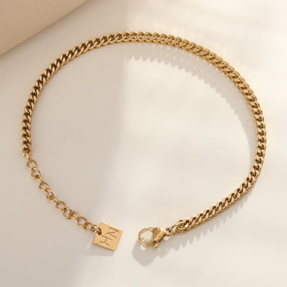 BRIELLA Bracelet chaîne maille cubaine en or