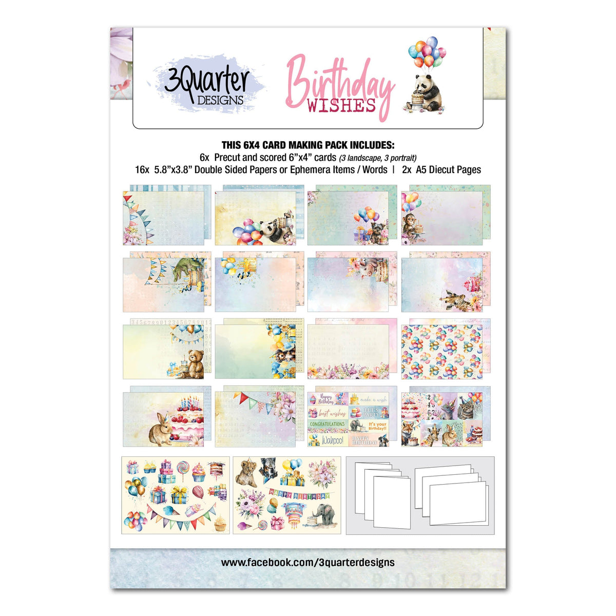 Paquet de 10 cartes d'anniversaire 3Quarter Designs (6x4 po)
