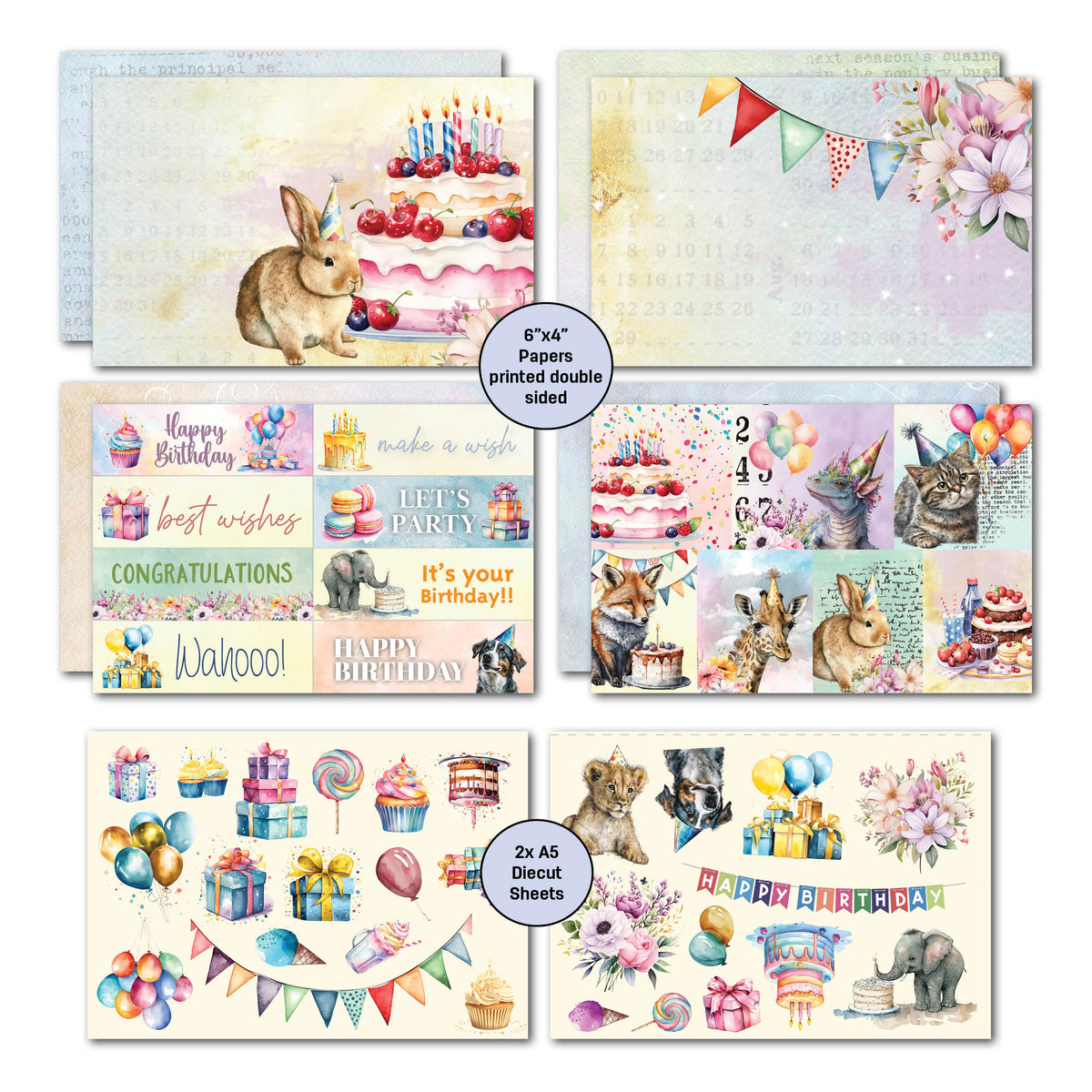 Paquet de 10 cartes d'anniversaire 3Quarter Designs (6x4 po)