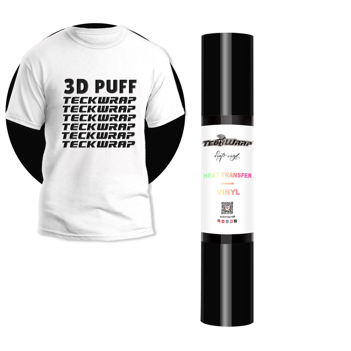 Vinyle de transfert à chaud Teckwrap Puff - Noir | Parfait pour un rendu 3D