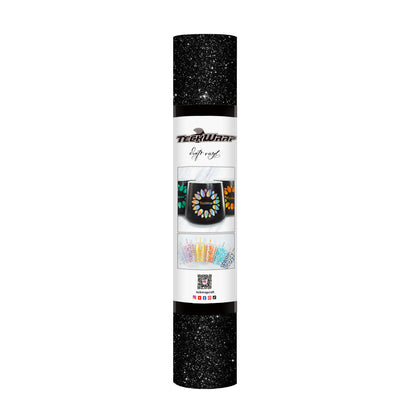 Vinyle adhésif à paillettes TeckWrap - Noir | Durable et facile à découper | Parfait pour les projets d'artisanat !