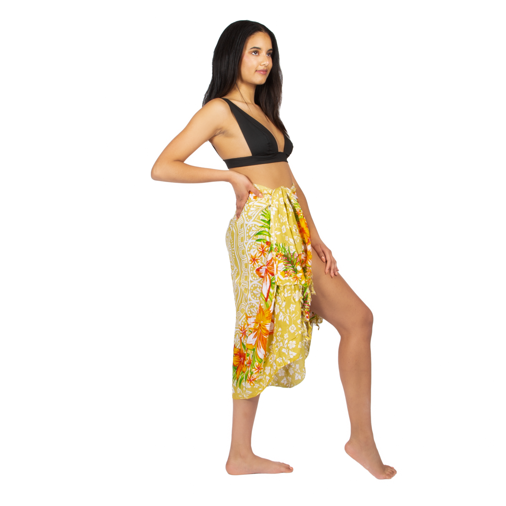 Mandala & Flower Print Sarong - Yellow