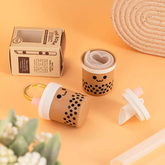 Porte-clés paille à bubble tea