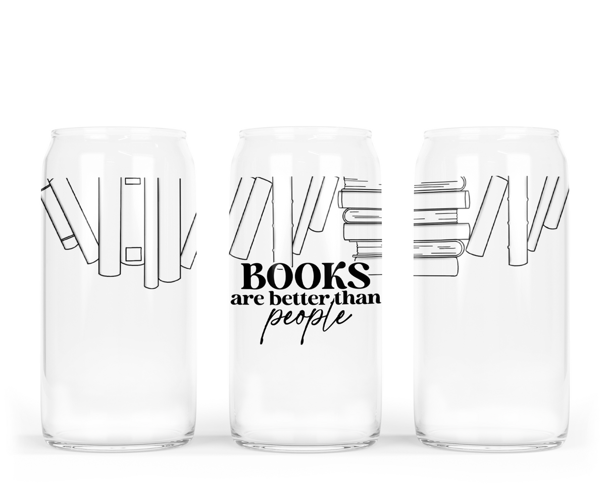 Les livres sont meilleurs que les gens – Verre avec couvercle en bambou