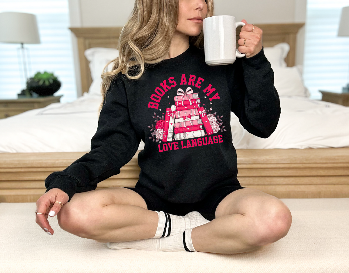 Sweat-shirt ras du cou unisexe « Les livres sont mon langage d'amour » | Pour les amoureux des livres