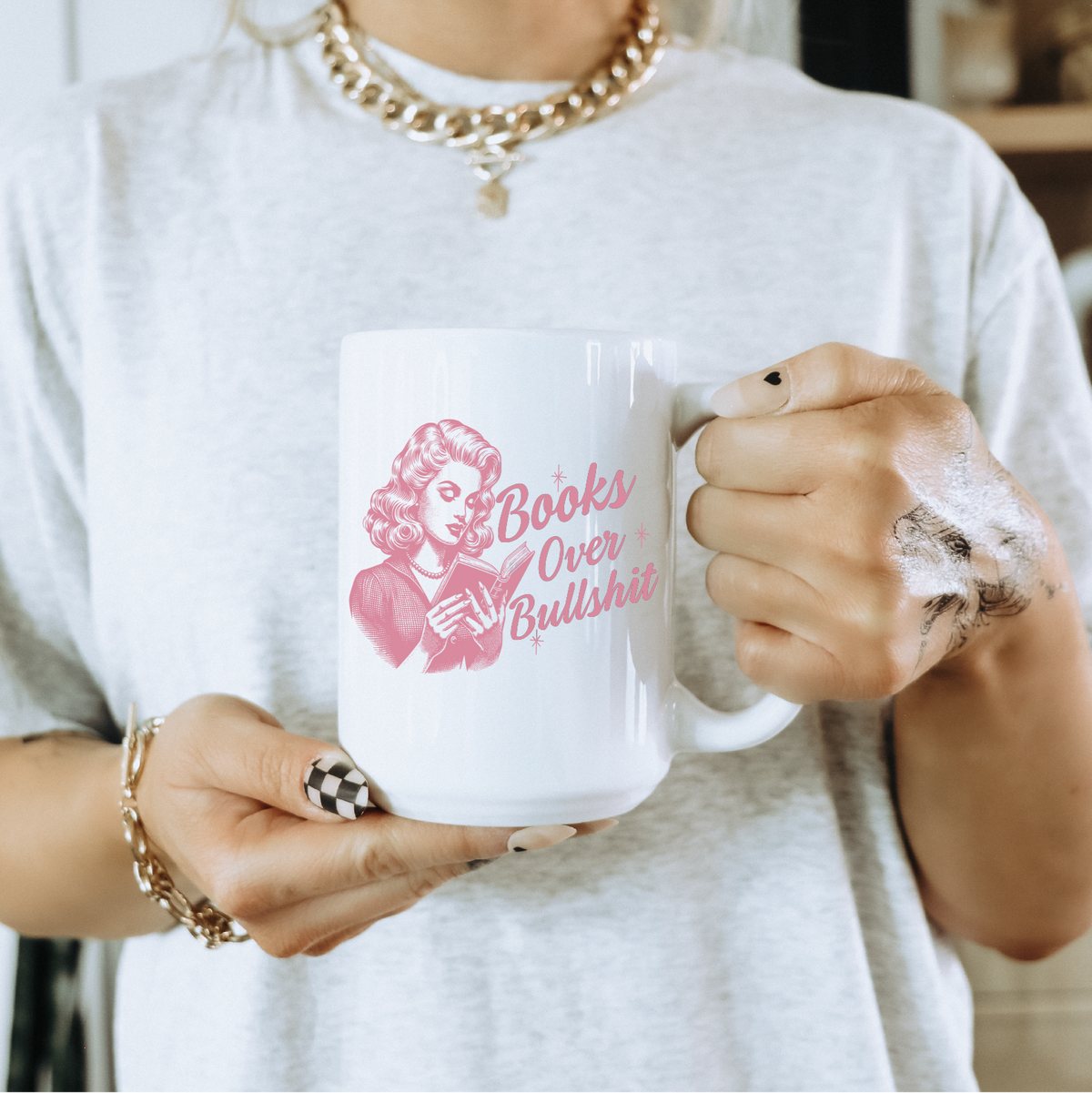 Mug en céramique Livres plutôt que balivernes | Pour les amoureux des livres