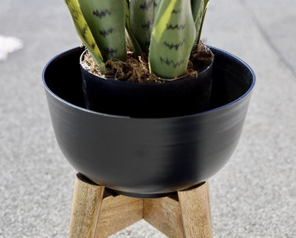 Coyo - Brass Turned Wood Leg Planter Black (Multiple Sizes)