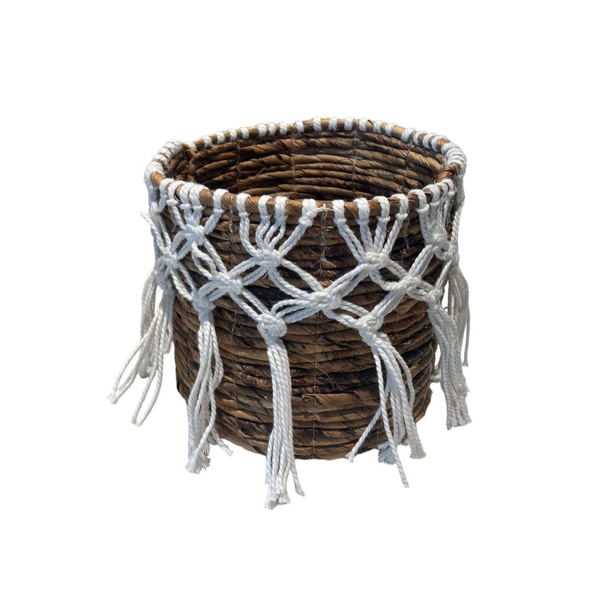 Banana Leaf & Macrame Tassel Planter Basket