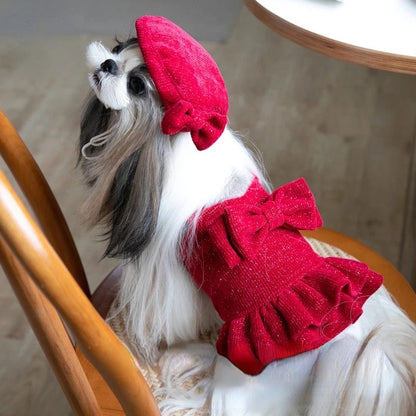 Ensemble robe et chapeau pour chien Royal Bow Moment | Robe avec chapeau assorti