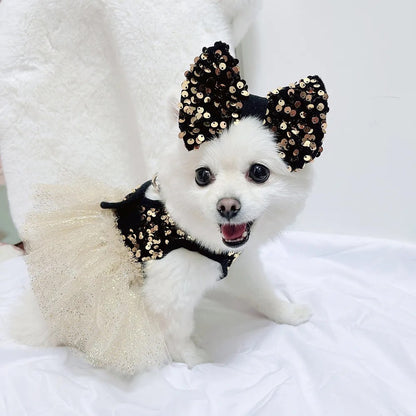 Ensemble robe pour chien Twinkle Star | Robe de fête avec nœud assorti