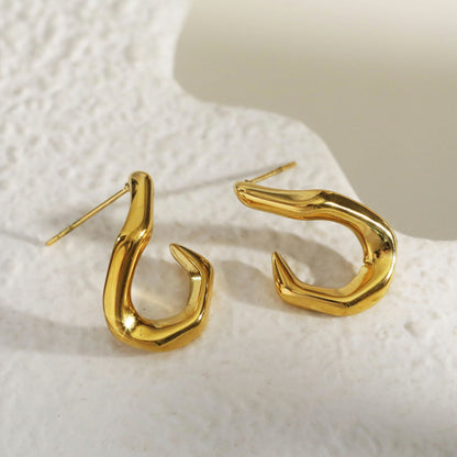 Boucles d'oreilles créoles forme abstraite CAGLIO dorées