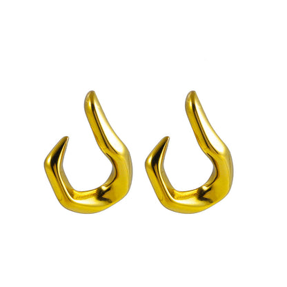Boucles d'oreilles créoles forme abstraite CAGLIO dorées