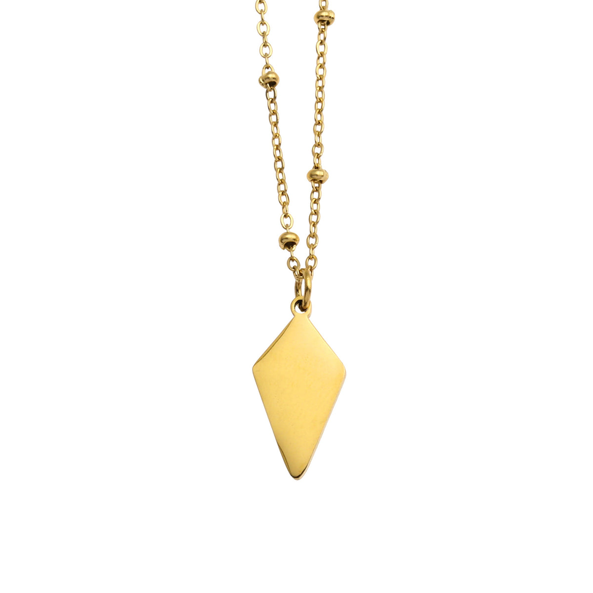Collier pendentif CATORI minimaliste en métal et coquillage en forme de losange