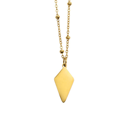 Collier pendentif CATORI minimaliste en métal et coquillage en forme de losange