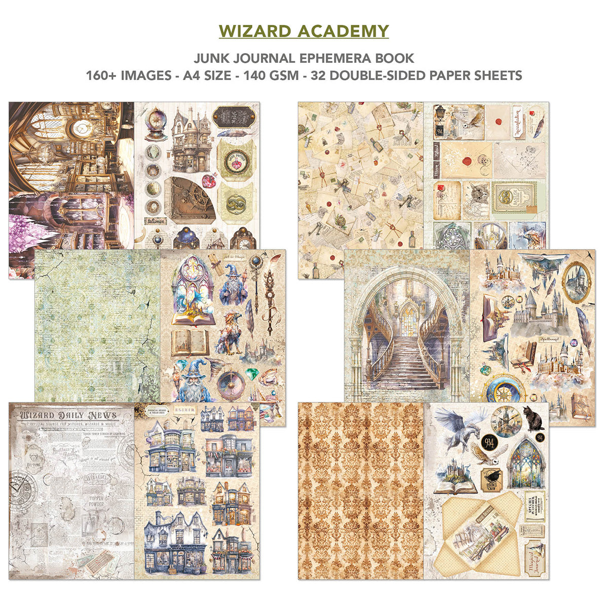 Livre de voyage et éphémères Wizard Academy A4 32 pièces