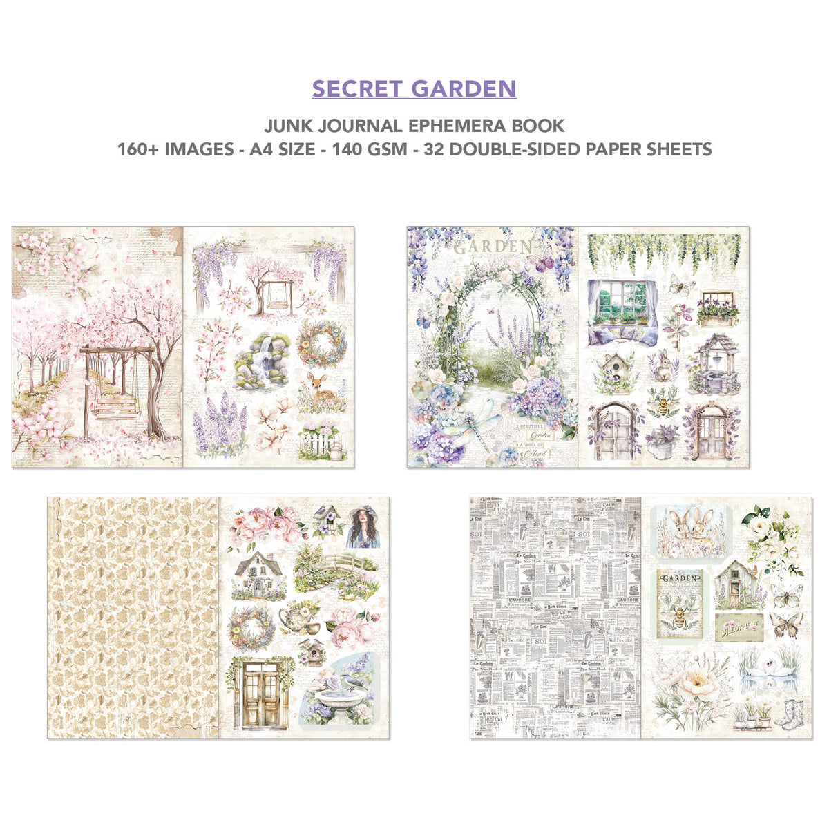 Carnet de voyage et éphéméras Secret Garden A4 32 pièces/paquet