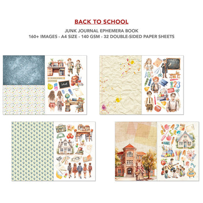 Back To School Junk Journal & Ephemera Book A4 32/Pkg