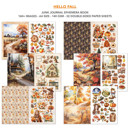 Hello Fall Junk Journal Ephemera Book A4 32/Pkg