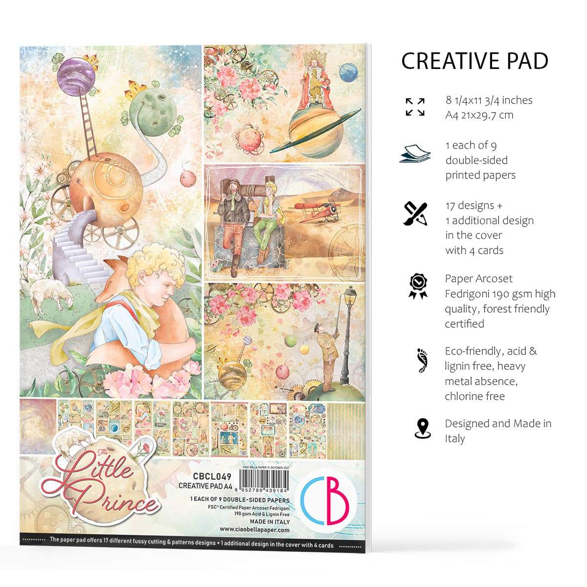 Ciao Bella Le Petit Prince Bloc Créatif A4 9 feuilles/paquet