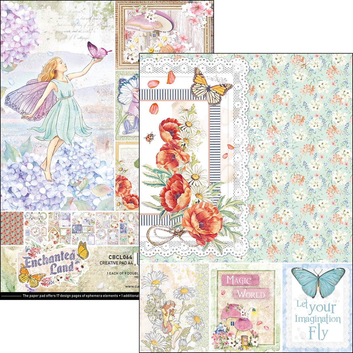 Ciao Bella Enchanted Land Bloc Créatif A4 9 feuilles/paquet