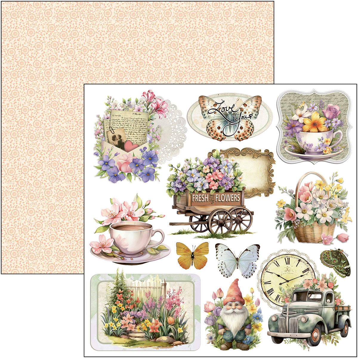 Bloc de découpes « Flower Shop » 15 x 15 cm 24 feuilles/paquet
