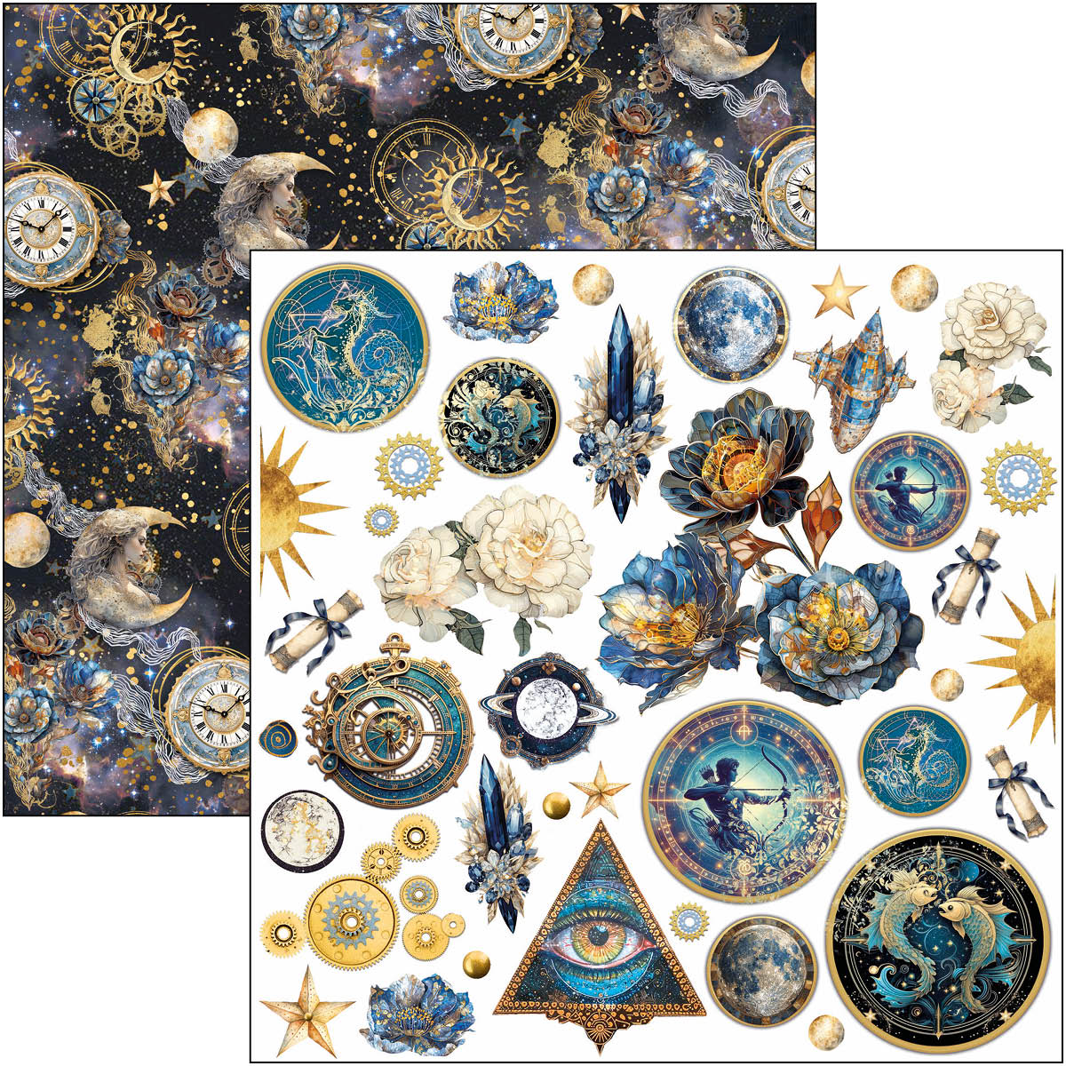 Bloc de Papiers Découpés « Céleste » 6"x6" 24 feuilles/paquet