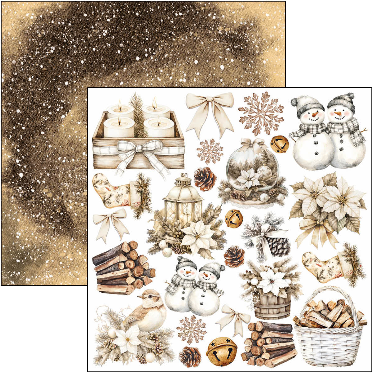 Bloc de découpes manuelles saison hiver 15,2x15,2 cm 24 feuilles/paquet