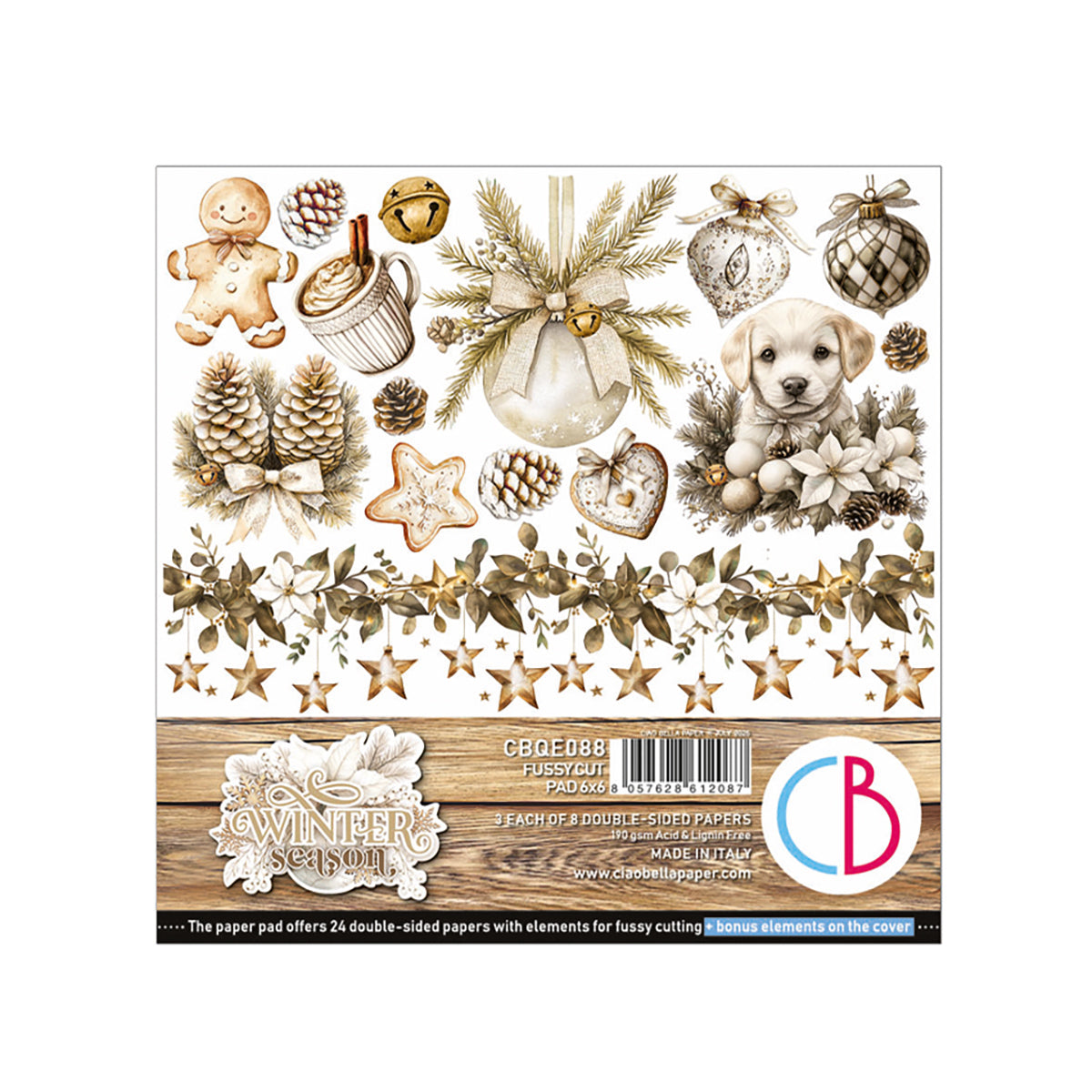 Bloc de découpes manuelles saison hiver 15,2x15,2 cm 24 feuilles/paquet