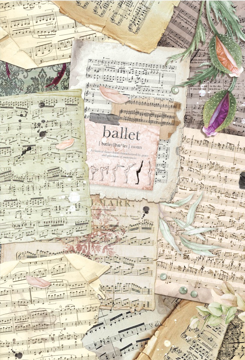 Ciao Bella Papier de Riz A3 Piuma Anciennes Partitions Musicales - 3 Feuilles