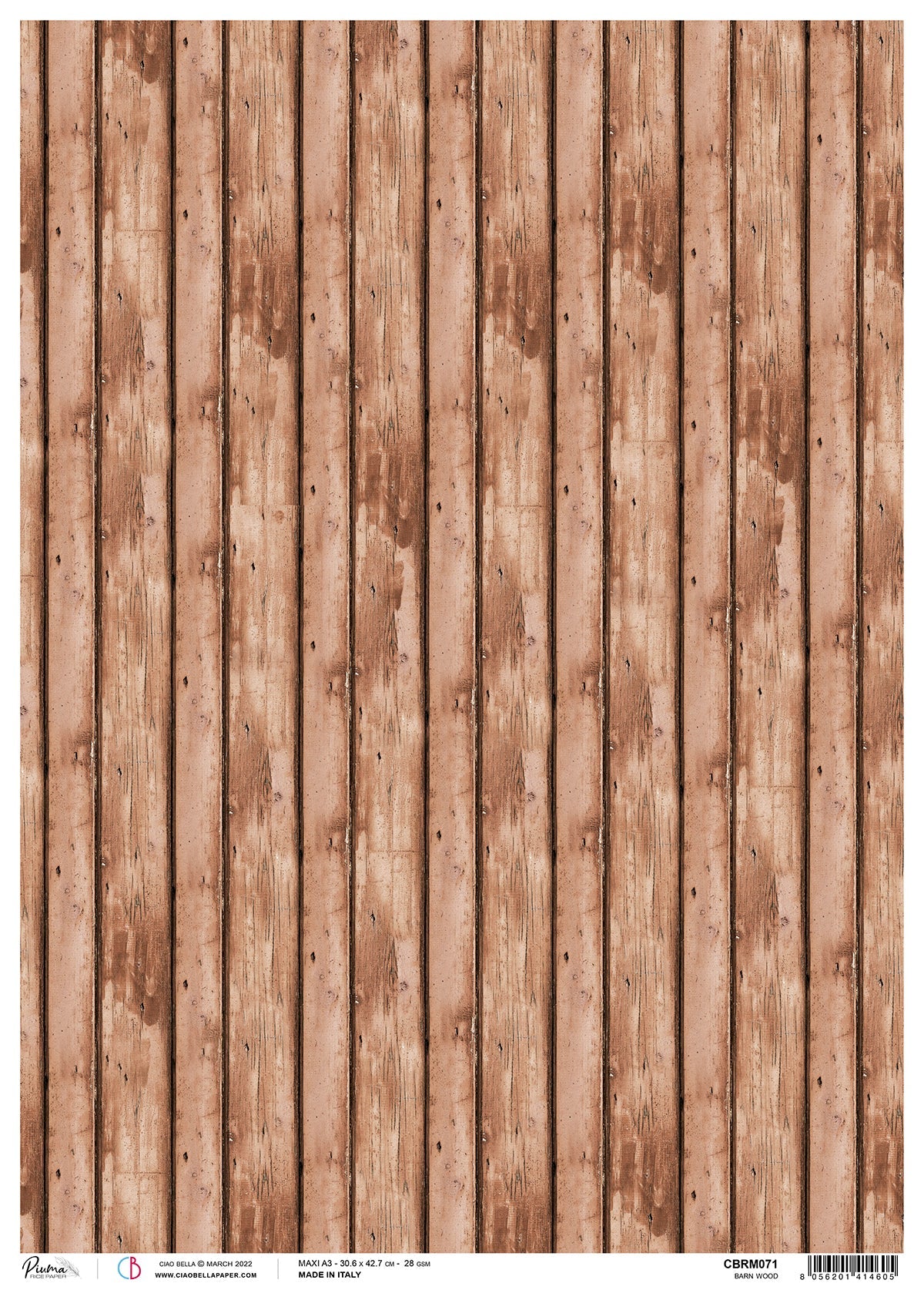 Ciao Bella Papier de Riz A3 Piuma Bois de grange - 3 feuilles