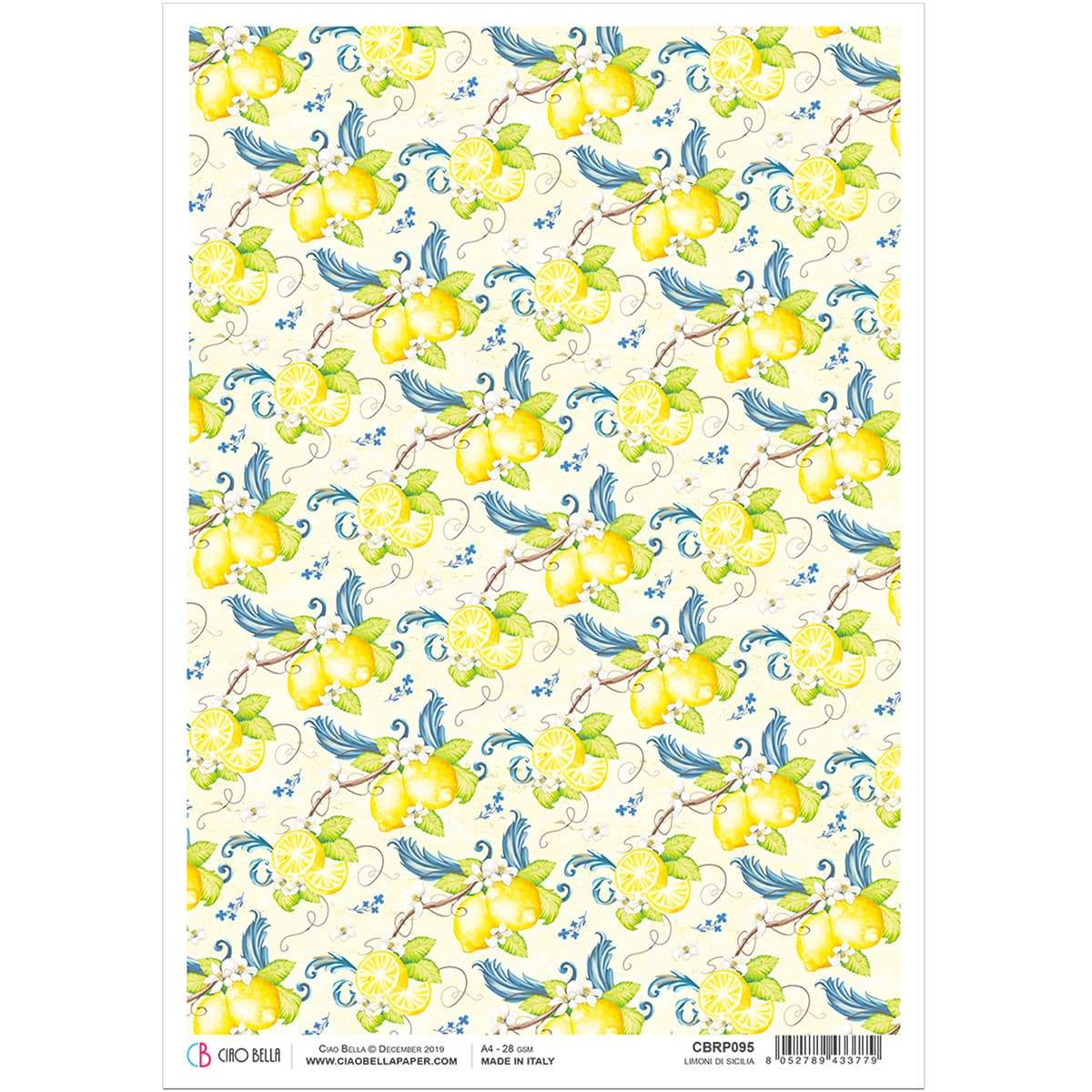 Ciao Bella Papier de Riz A4 Citrons de Sicile