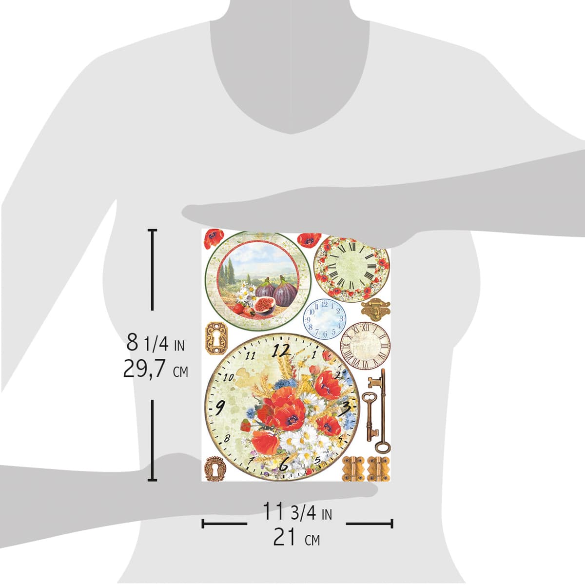 Ciao Bella Papier de Riz A4 Horloges Toscanes