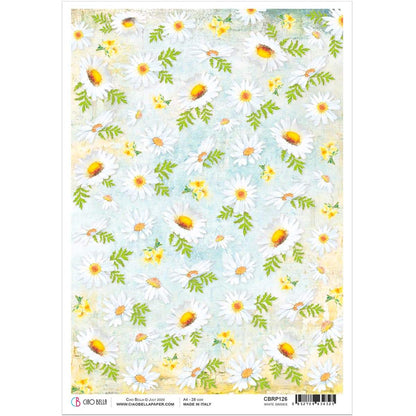 Ciao Bella Papier de Riz A4 Marguerites Blanches
