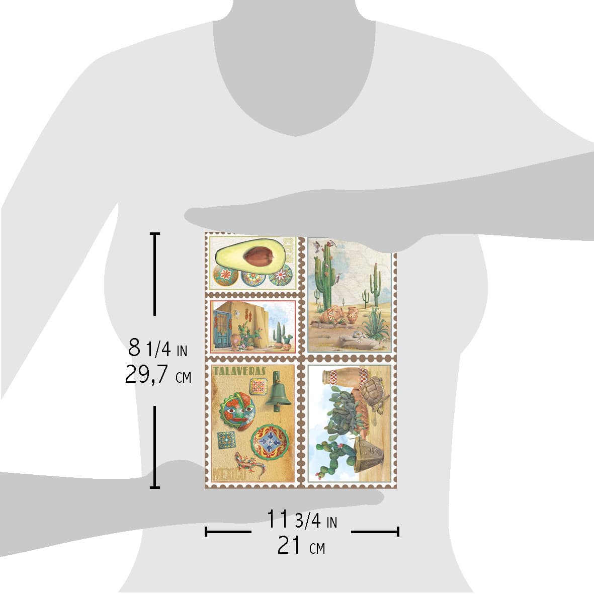 Ciao Bella Papier de riz A4 Timbres-poste Sonora