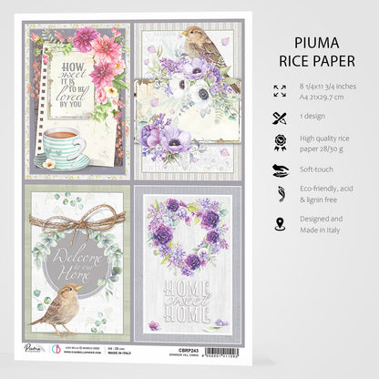 Ciao Bella Papier de riz A4 Cartes Sparrow Hill