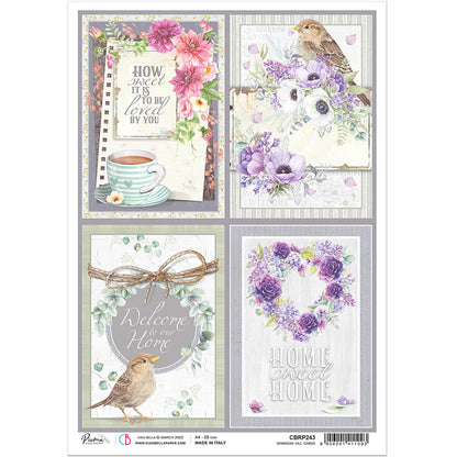 Ciao Bella Papier de riz A4 Cartes Sparrow Hill