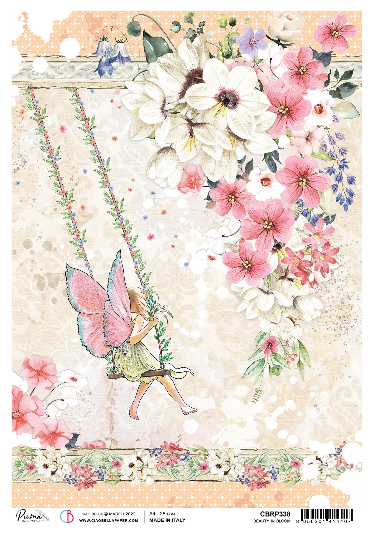 Ciao Bella Papier de Riz A4 Piuma Beauty In Bloom - 5 Feuilles