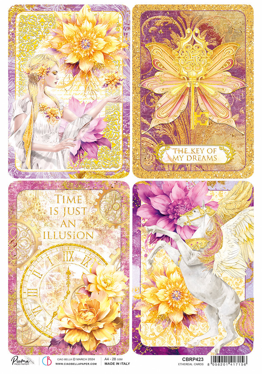 Papier de riz A4 Piuma Ethereal Cards - 5 feuilles