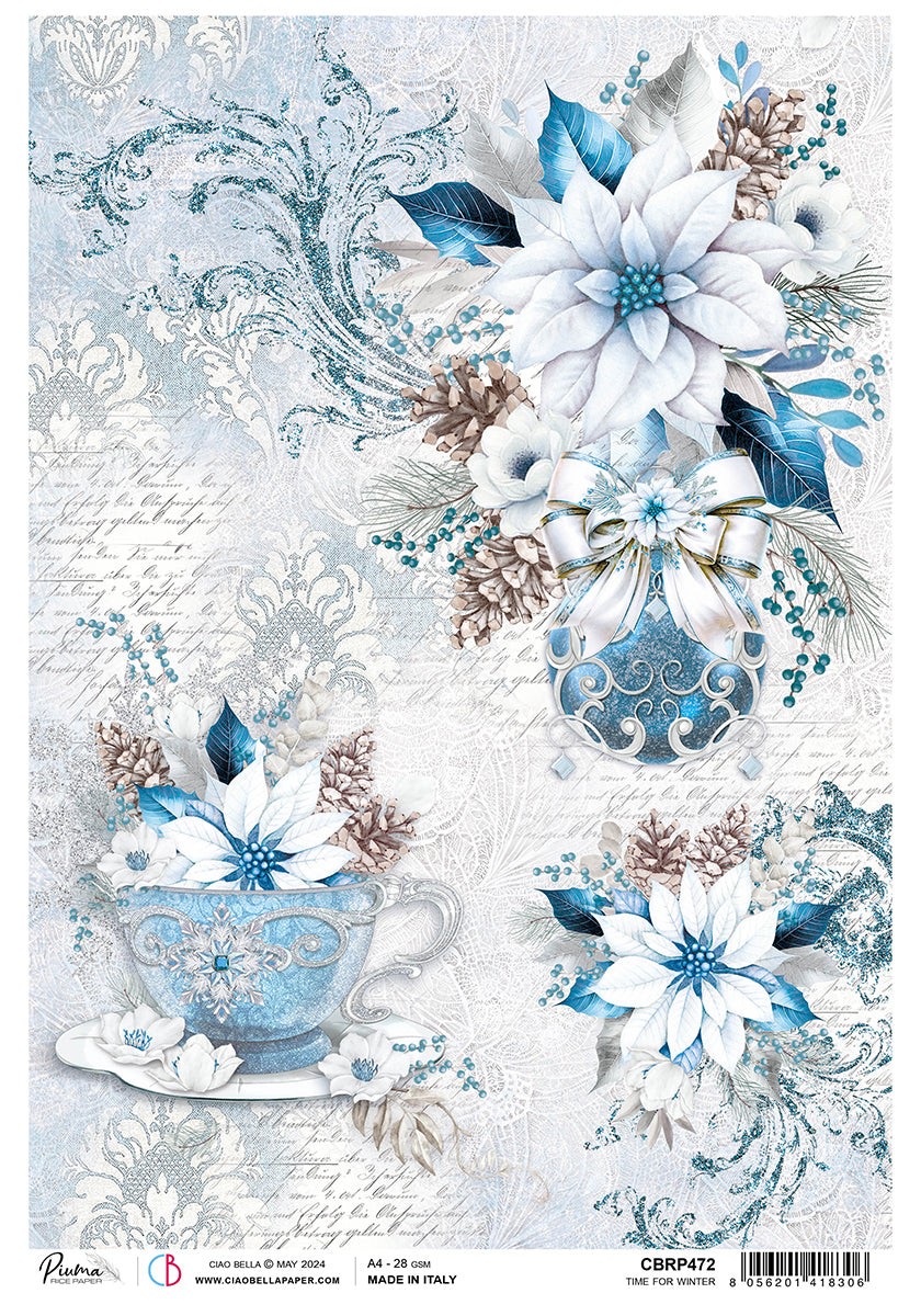 Papier de Riz A4 L'heure de l'hiver - 5 feuilles