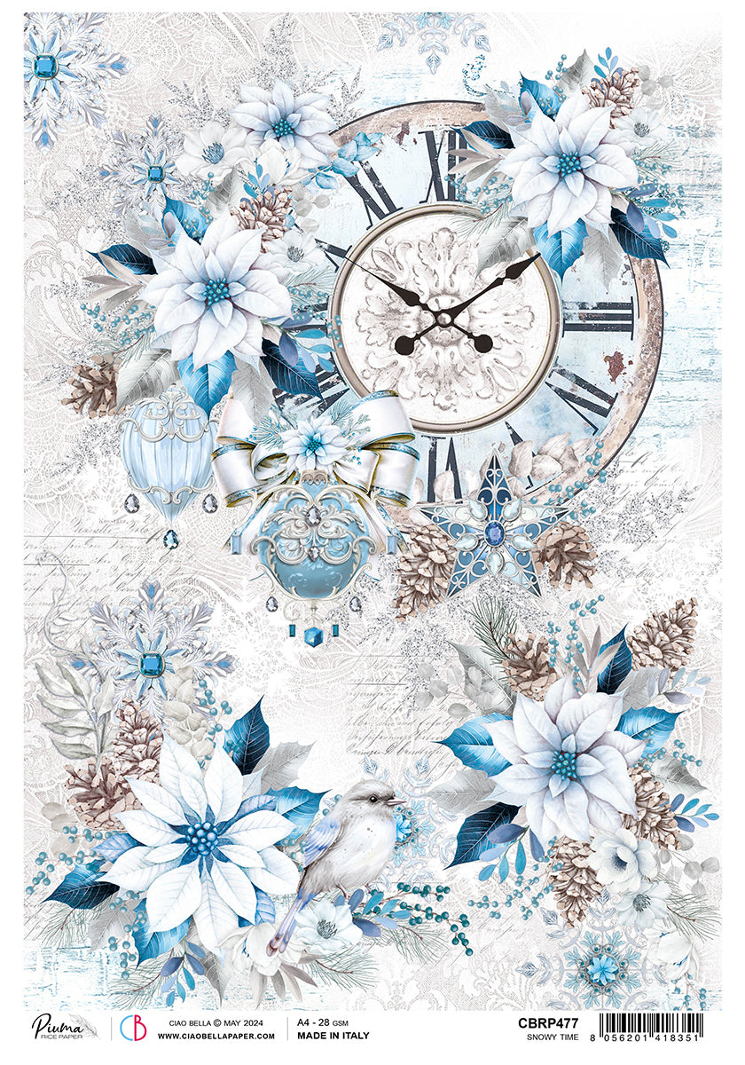 Papier de riz A4 Temps enneigé - 5 feuilles
