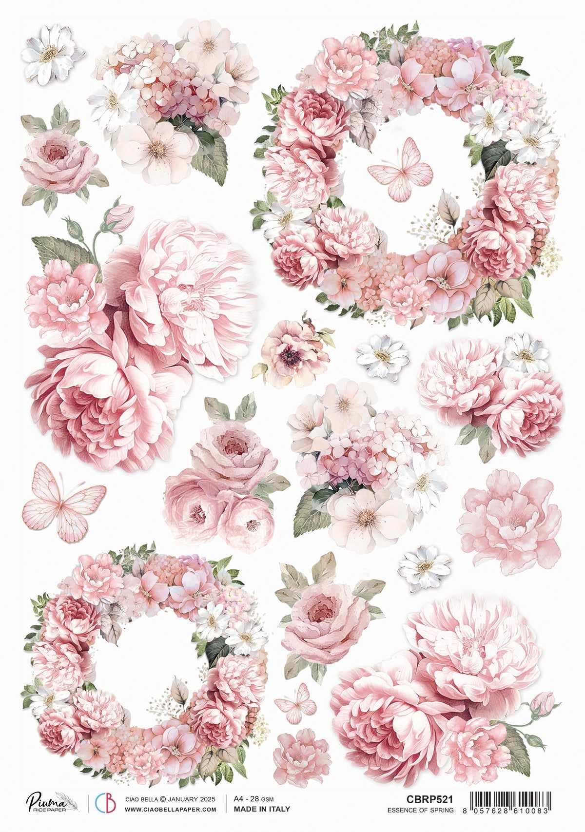 Papier de riz A4 Essence du printemps - 5 feuilles