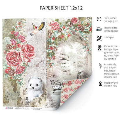 Ciao Bella Frozen Roses Feuille de papier 30,5 x 30,5 cm 1 feuille
