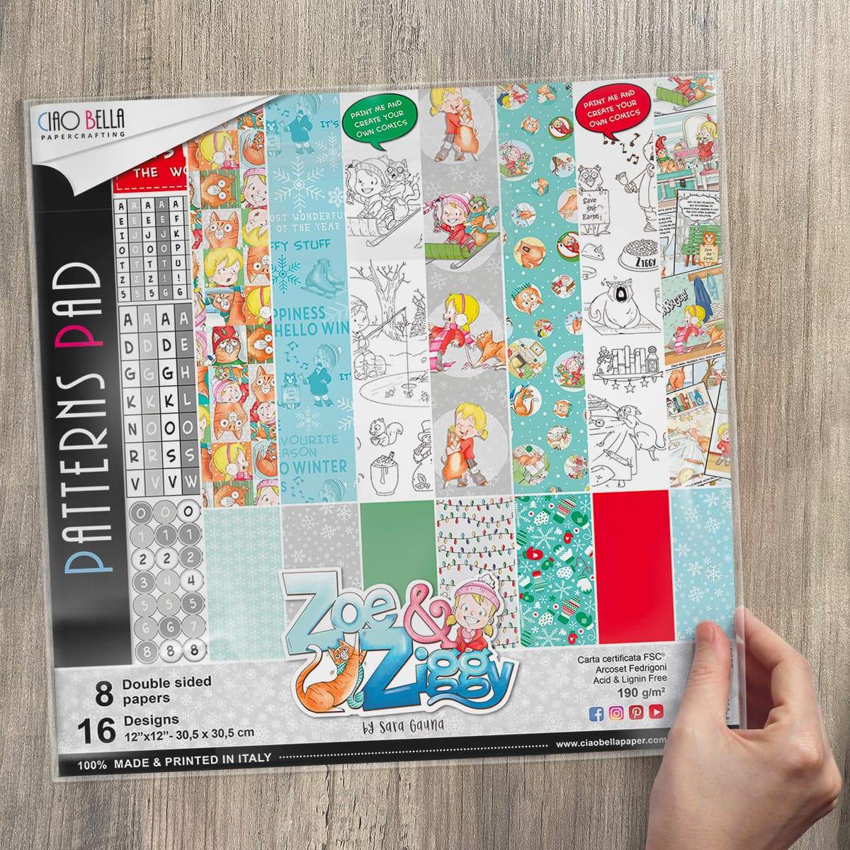 Ciao Bella Zoe & Ziggy Blocs de motifs 30,5 x 30,5 cm 8 feuilles/paquet